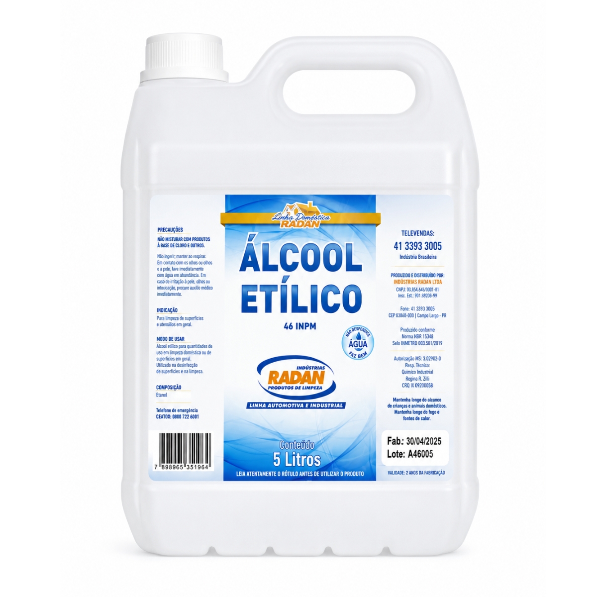 Álcool Líquido 46° Radan 5L