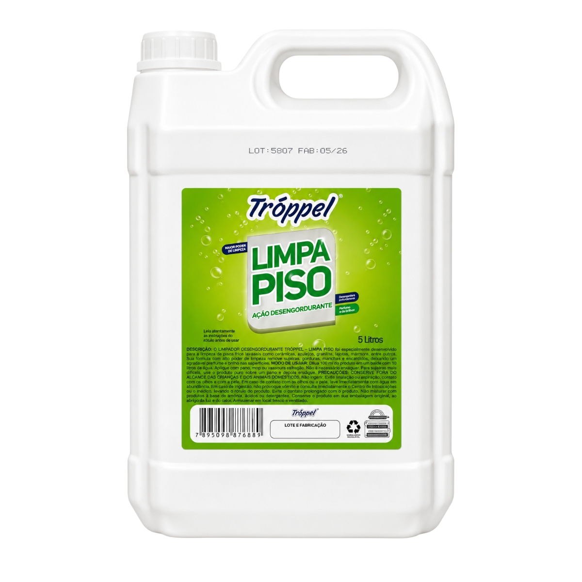 Limpa Piso Ação Desengordurante Troppel 5L
