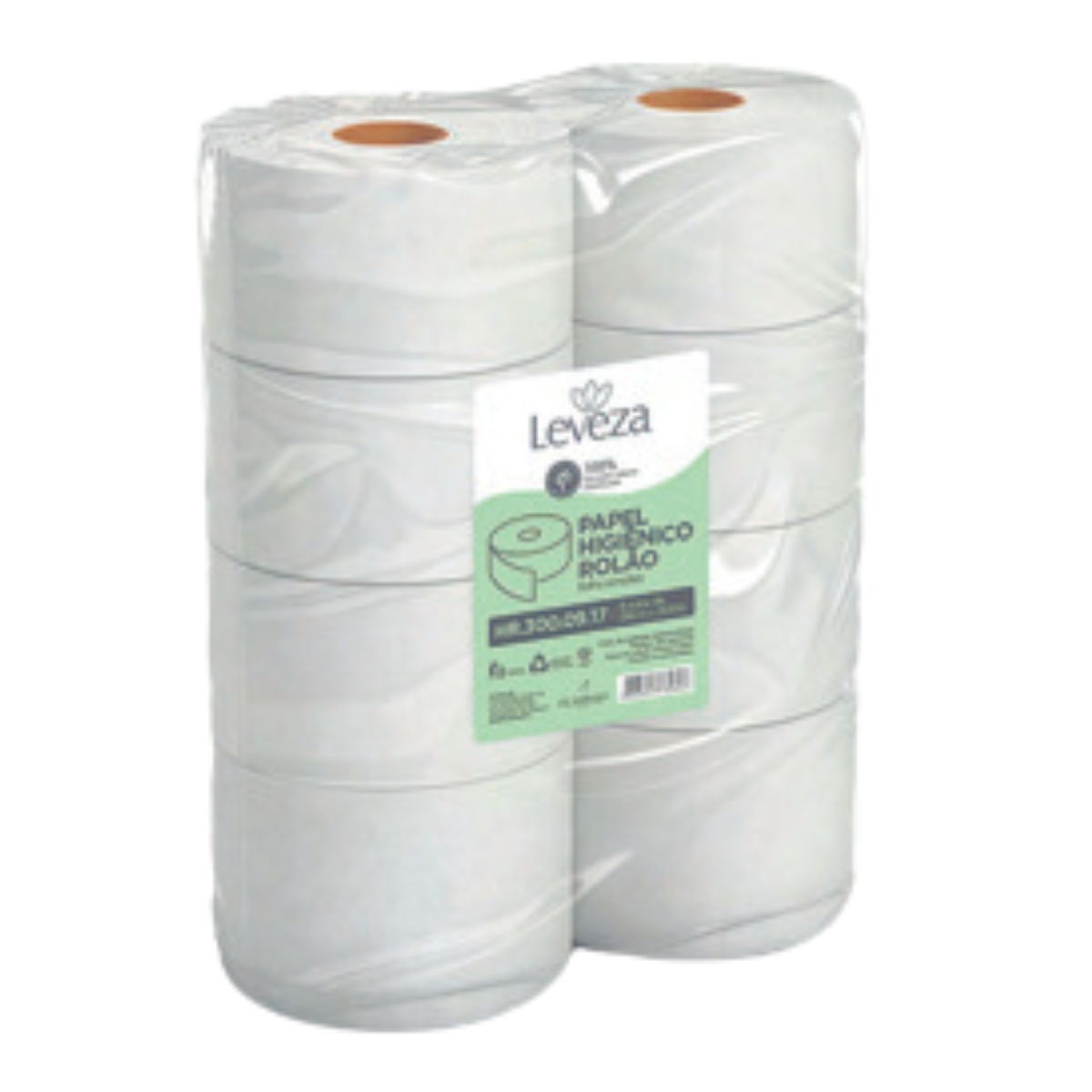Papel HIgiênico Folha Simples 9x300m c/ 08 Rolos Leveza