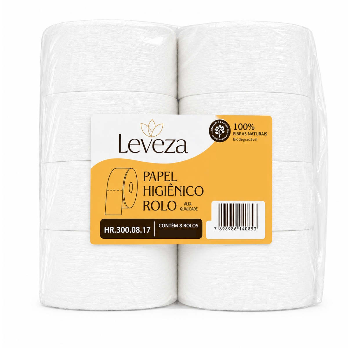 Papel Higiênico Folha Simples 08x300m c/ 08 Rolos Leveza