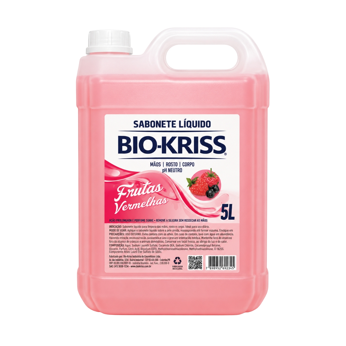Sabonete Líquido Frutas Vermelhas Biokriss 5L