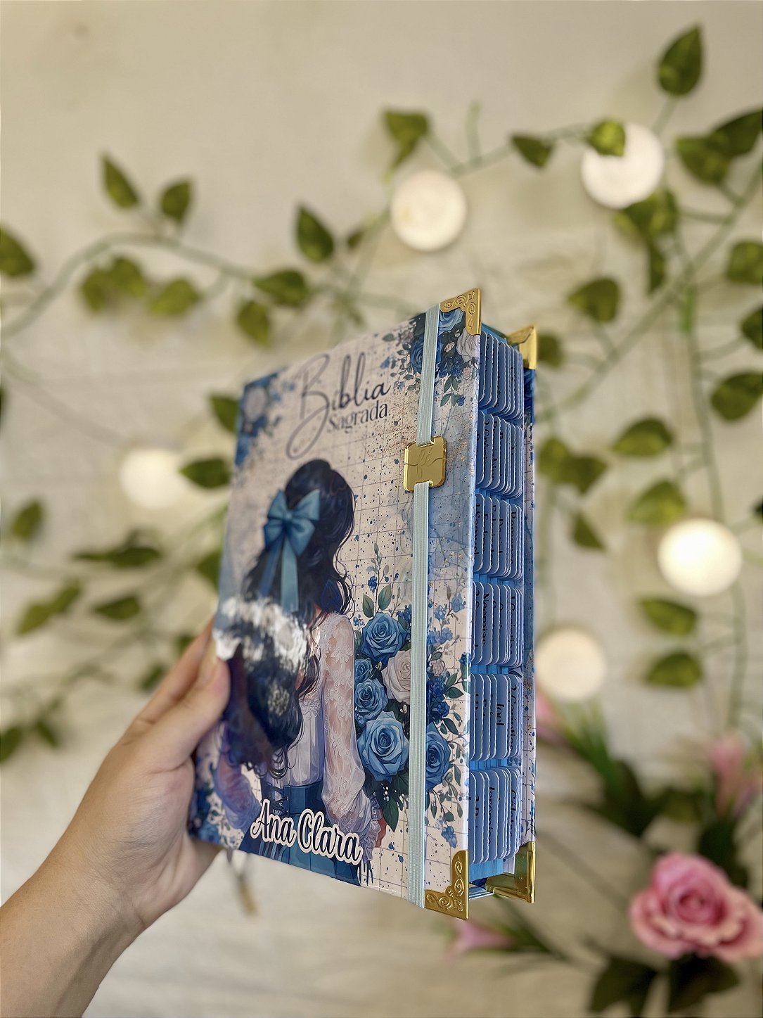 Bíblia Média ARC - Letra Média Capa Menina Azul de Costa