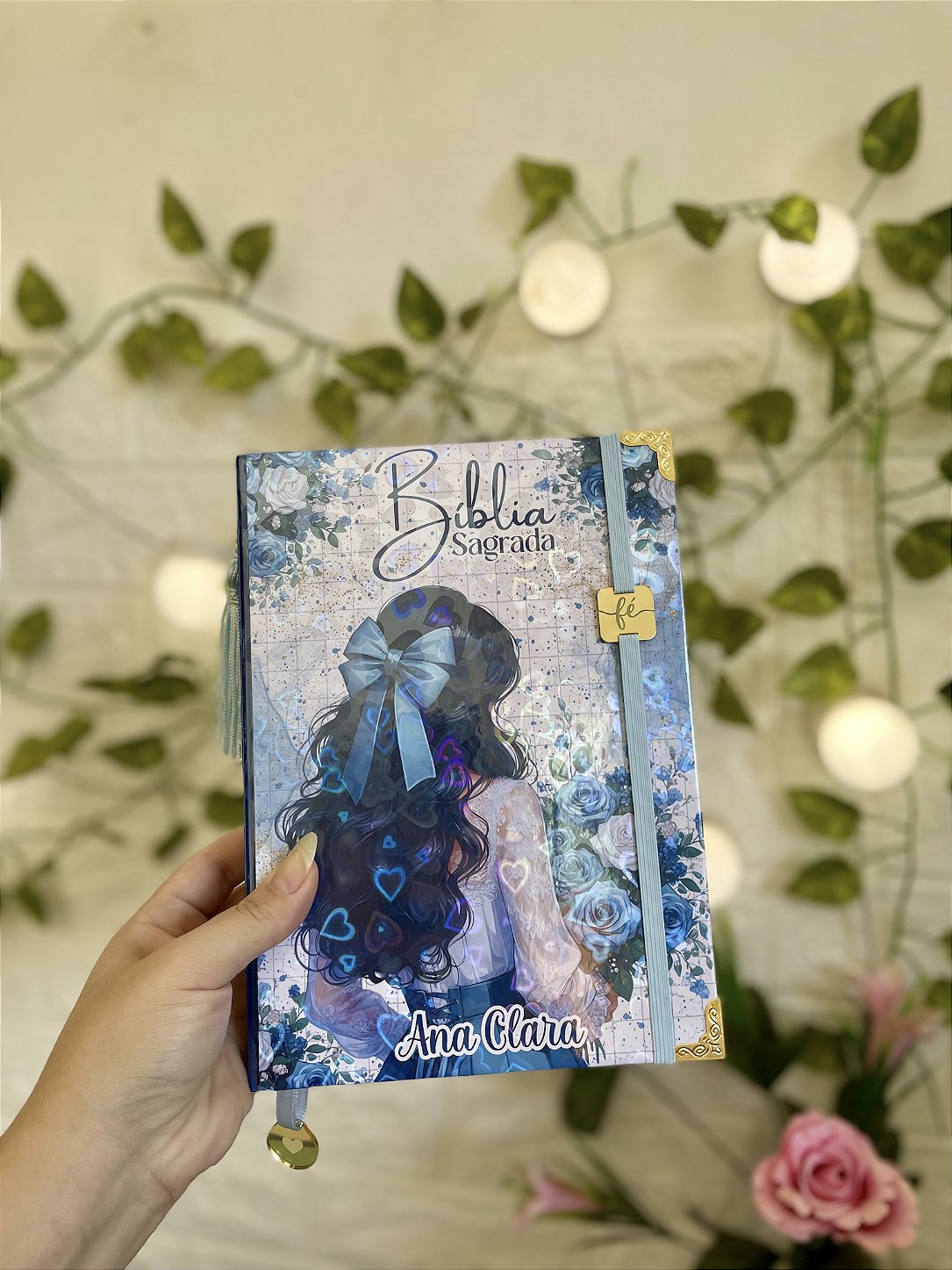 Bíblia Média ARC - Letra Média Capa Menina Azul de Costa
