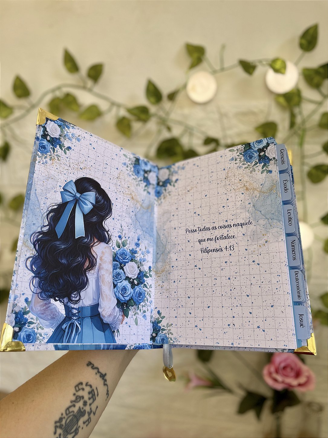 Bíblia Média ARC - Letra Média Capa Menina Azul de Costa