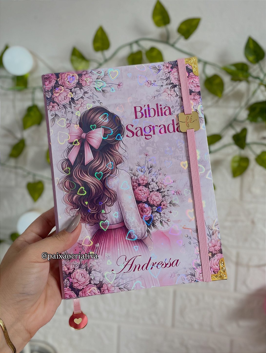 Bíblia Média ARC - Letra Média - Menina Laço Rosa