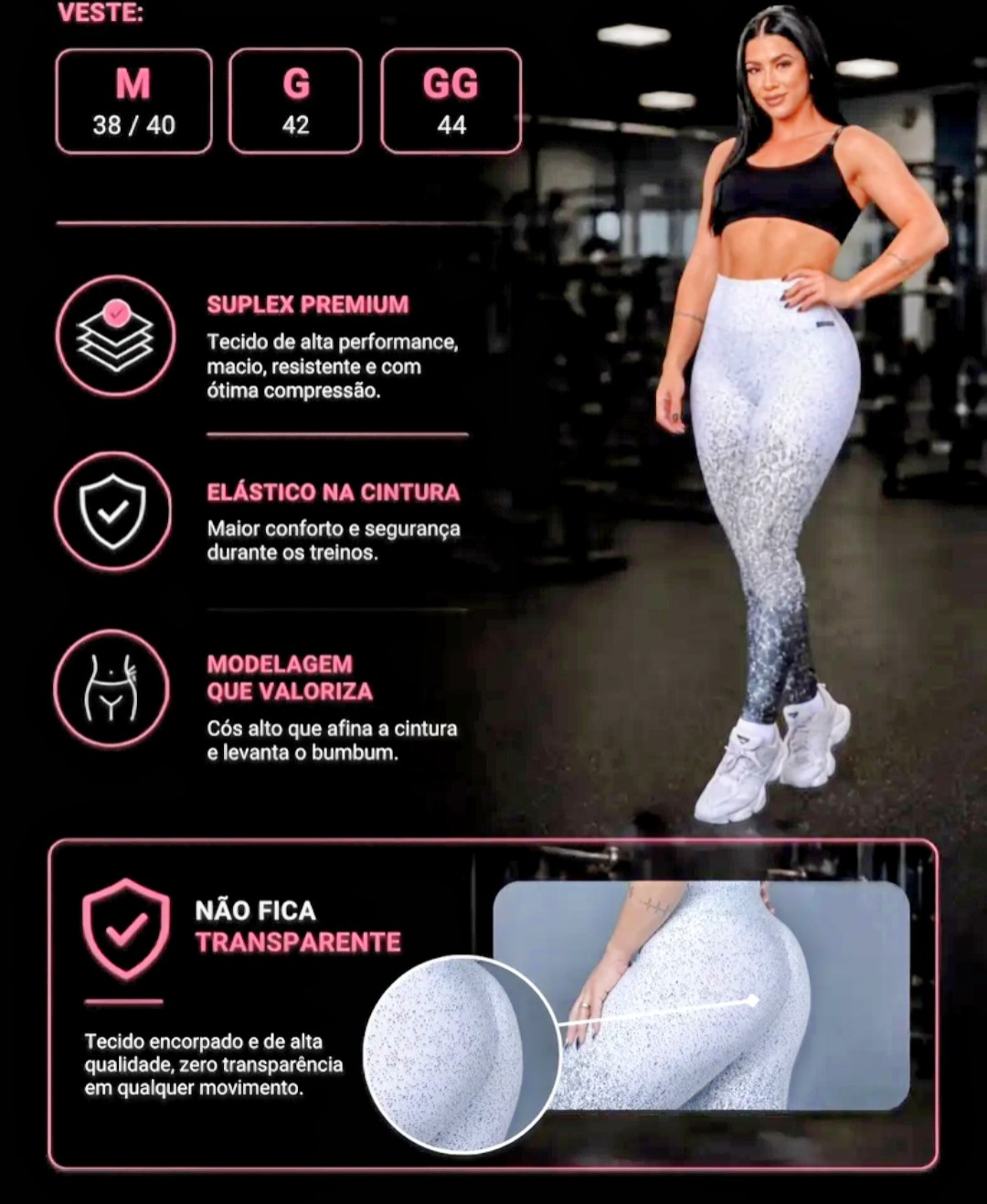 Calça Legging Suplex Premium Degrade Cós Alto