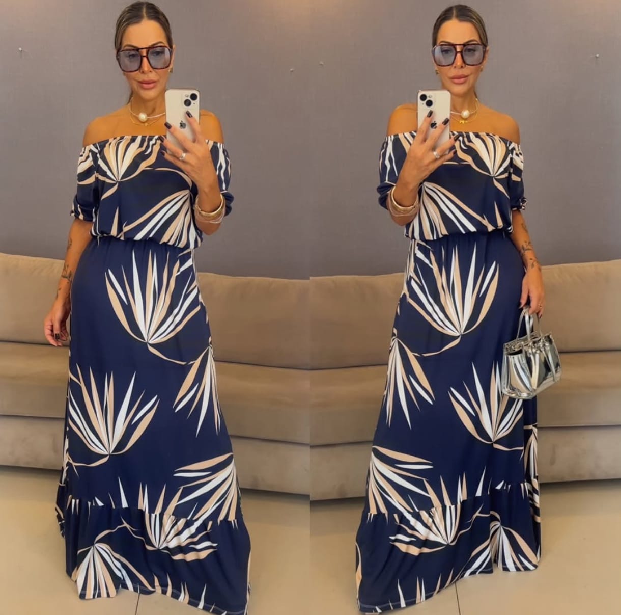 Vestido longo ciganinha, tecido fluity