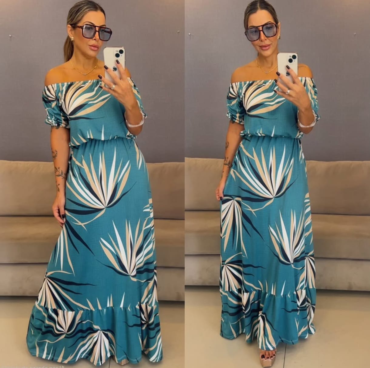 Vestido longo ciganinha, tecido fluity