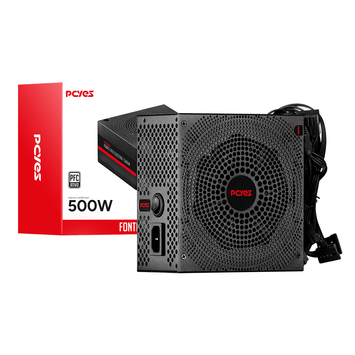 Fonte ATX Pcyes Electra 500W PFC Ativo