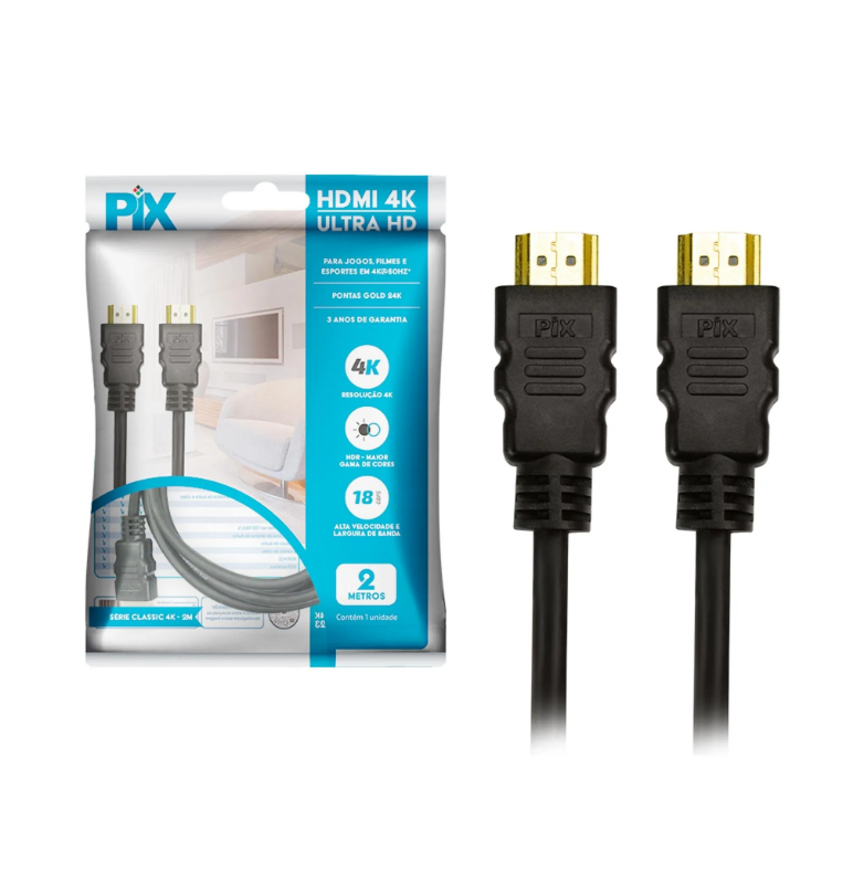 Cabo HDMI 2.0 4K 2m Pix Ultra HD
