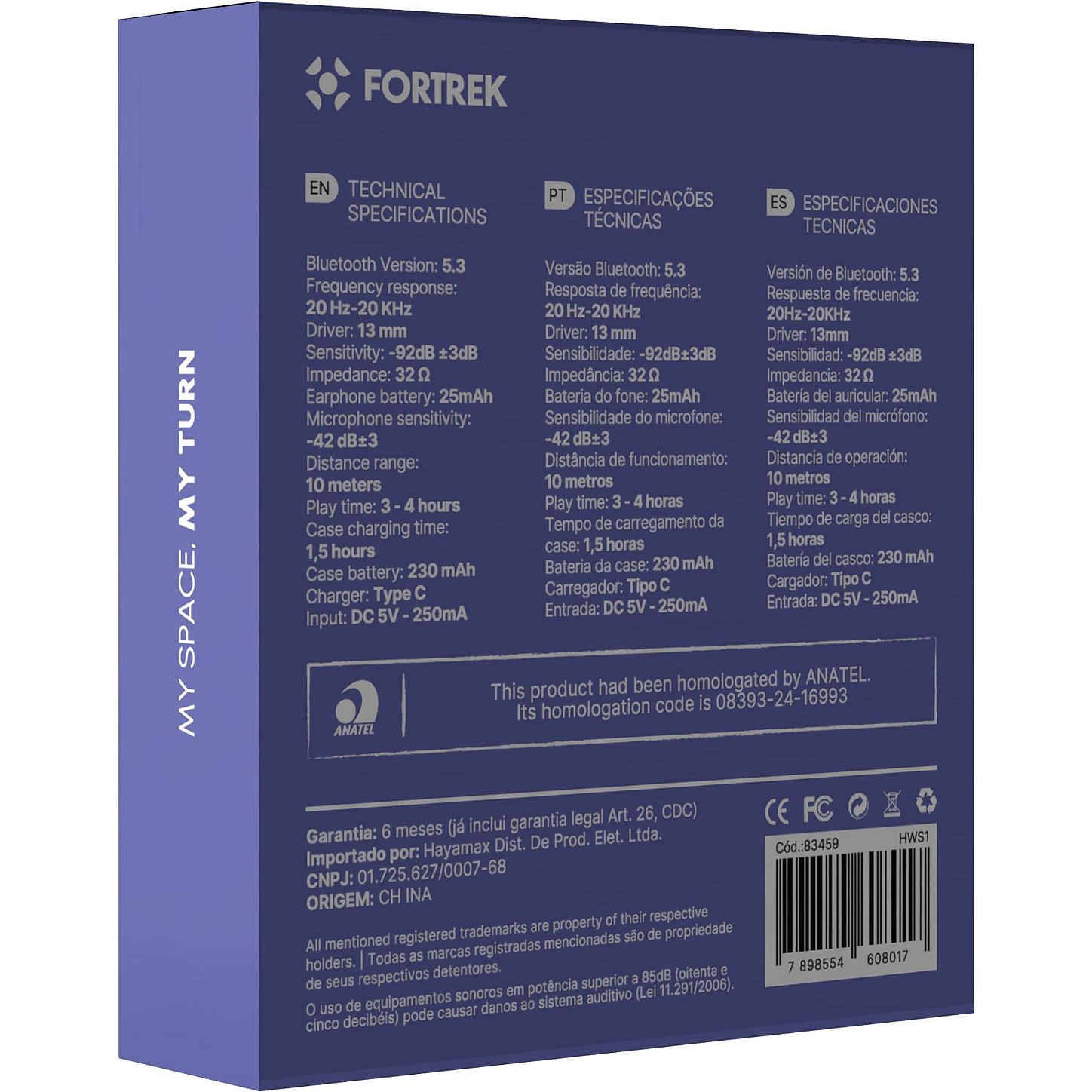 Fone Bluetooth TWS Fortrek HWS1 Sem Fio