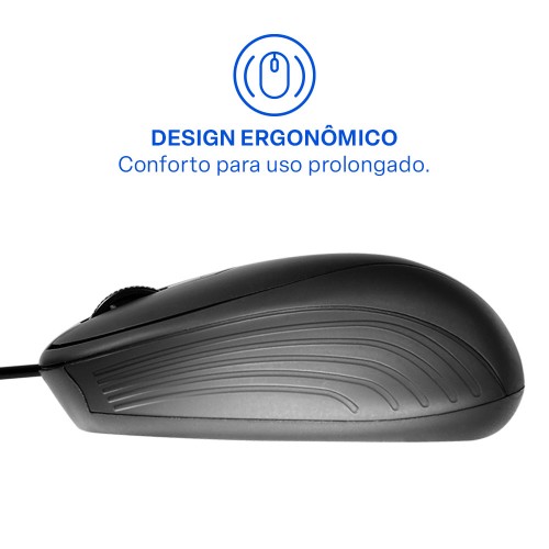 Mouse com fio MF300 1200dpi 3 botões Preto