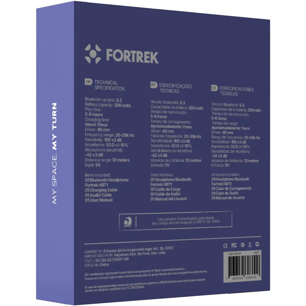 Headphone Bluetooth Fortrek Sem Fio HBT1