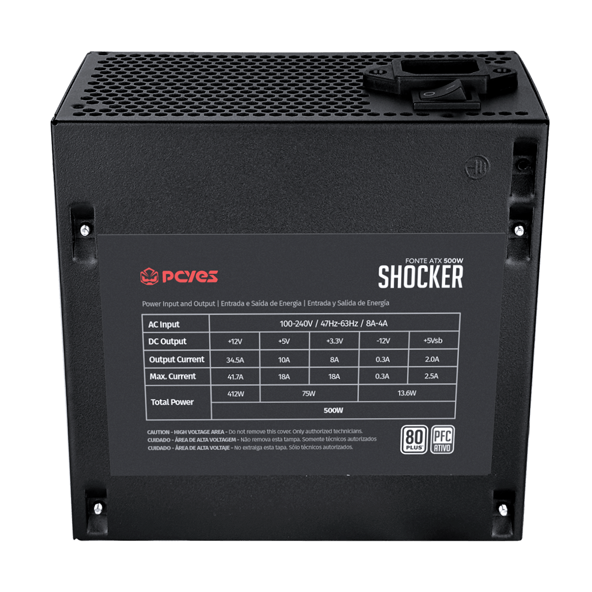 Fonte Gamer Pcyes Shocker 500W 80 Plus Standard