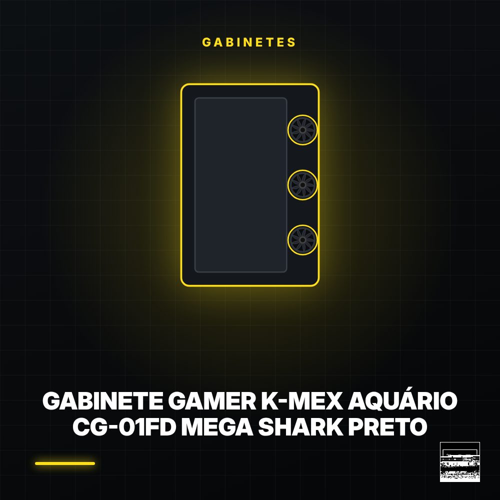 Gabinete Gamer K-Mex Aquário CG-01FD Mega Shark Preto