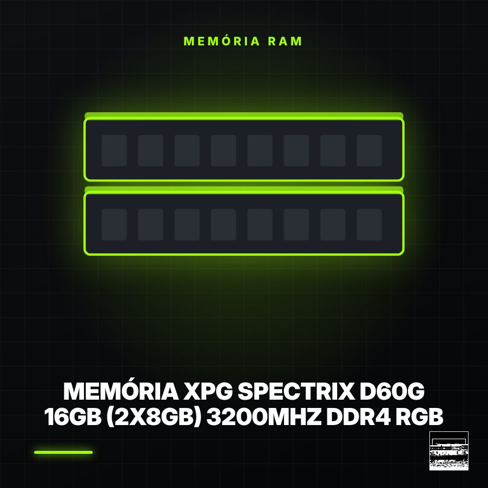 Memória XPG Spectrix D60G 16GB (2x8GB) 3200MHz DDR4 RGB