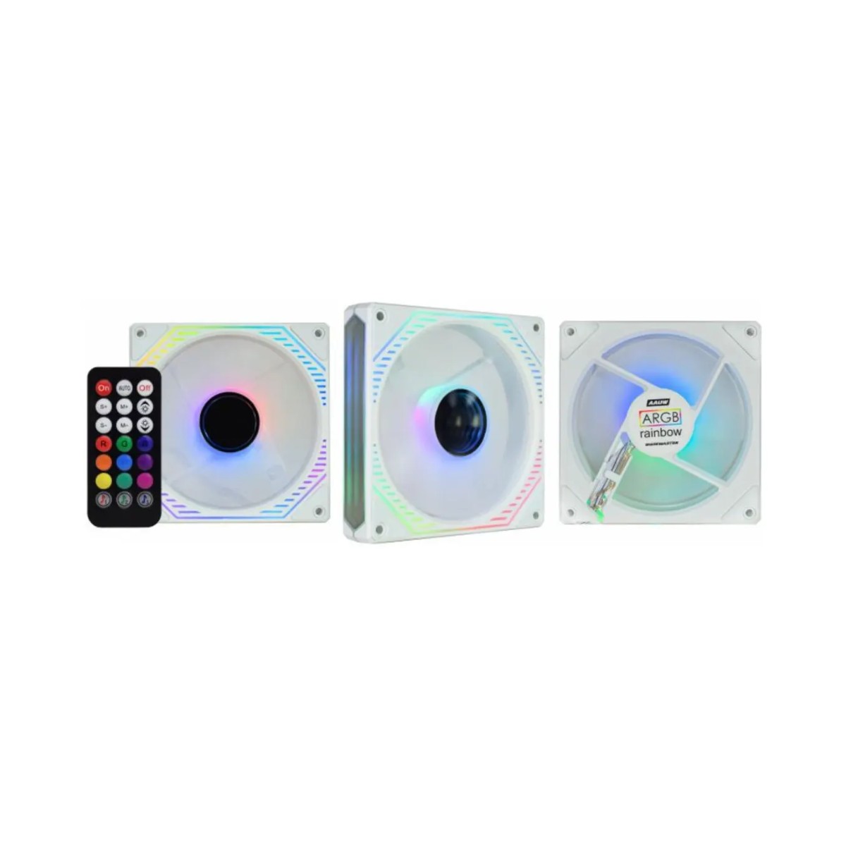 Kit 3 Ventoinhas K-Mex Infinity3D AAUW ARGB 120mm com Controle Branco