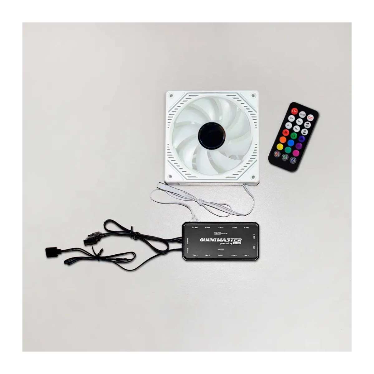 Kit 3 Ventoinhas K-Mex Infinity3D AAUW ARGB 120mm com Controle Branco