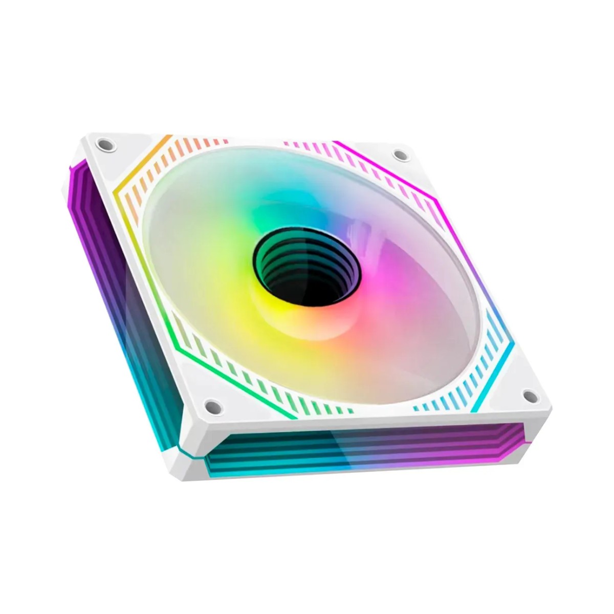 Kit 3 Ventoinhas K-Mex Infinity3D AAUW ARGB 120mm com Controle Branco