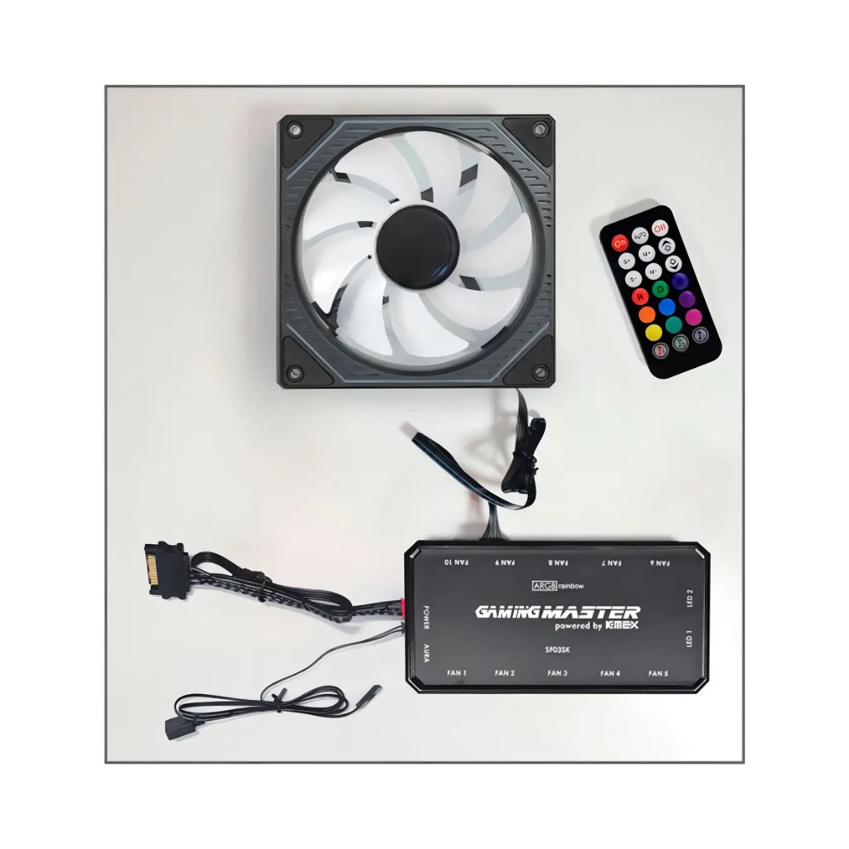Kit 3 Ventoinhas K-Mex Infinity3D AAUA ARGB 120mm com Controle Preto
