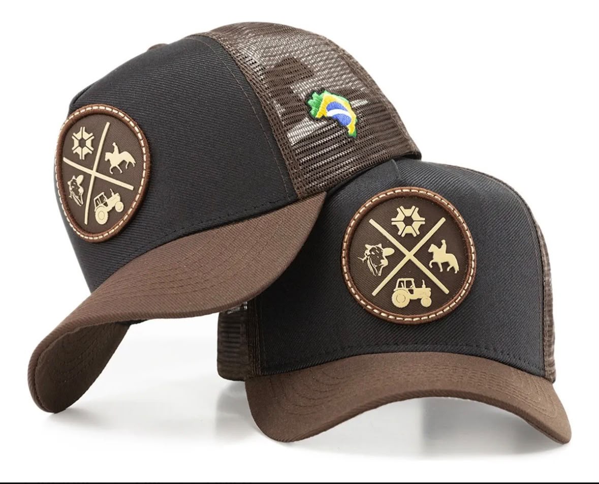 Boné Agro Trucker Telinha Marrom e Preto