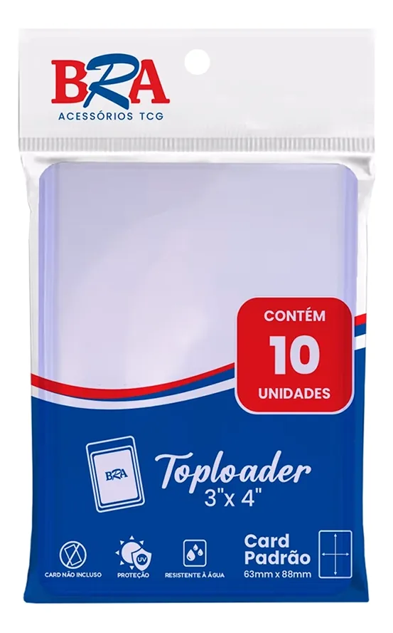 100 Sleeve + 10 Toploader BRA Para Pokemon, Magic E Outros