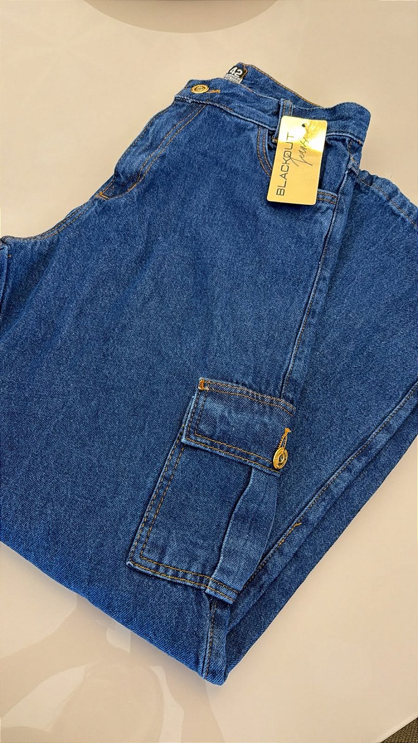 Calça Jeans Feminina Cargo