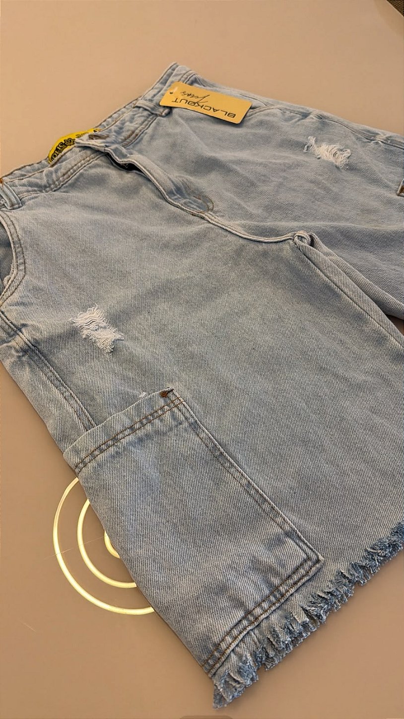 Short Jeans Feminina Cargo