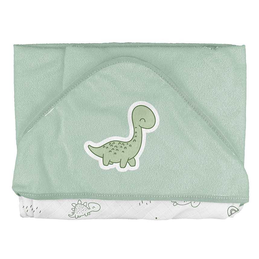 Toalha Com Capuz Forrada Dinossauro Verde