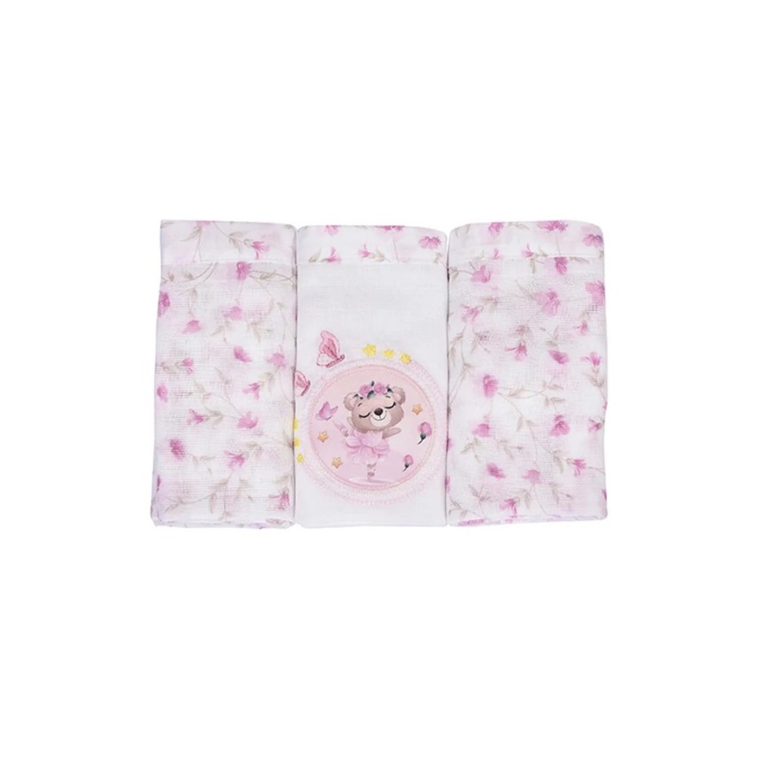 Kit Fraldas + Saquinhos para Roupas Ursa Rosa