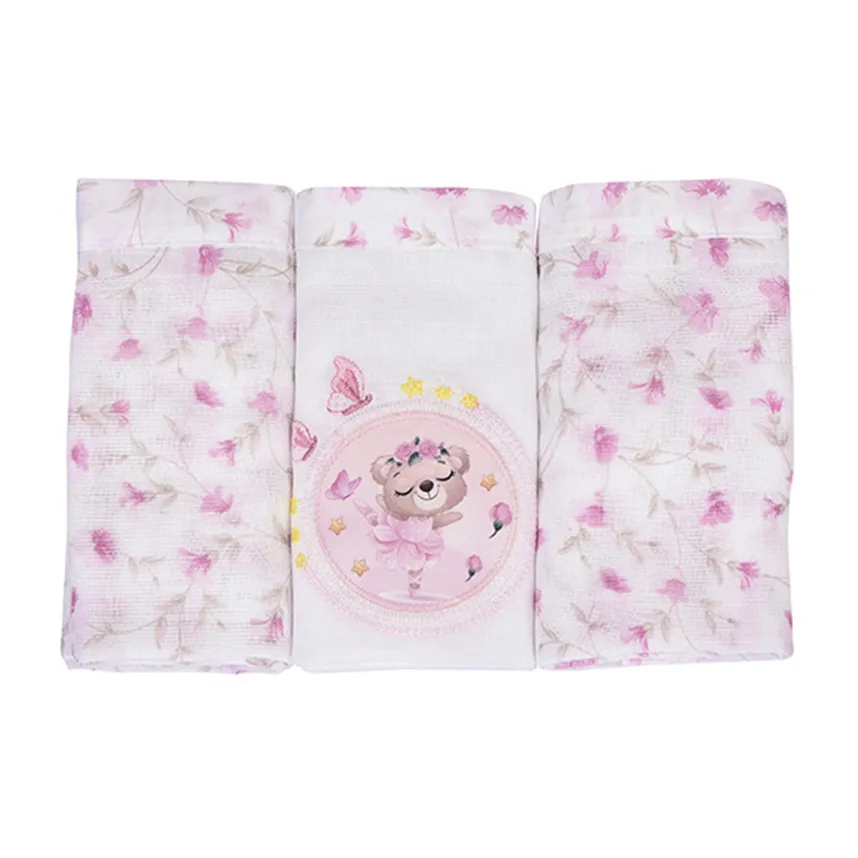 Kit Fraldas + Saquinhos para Roupas Ursa Rosa