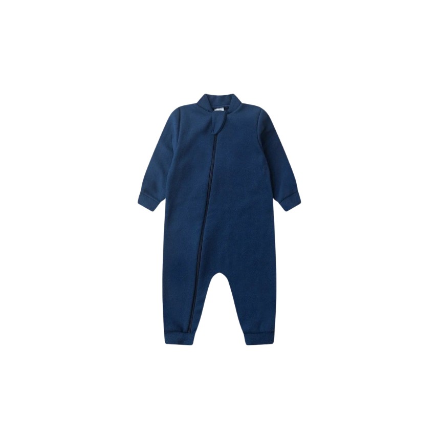 Macacão Longo Zíper Suedine Azul Marinho Tam G