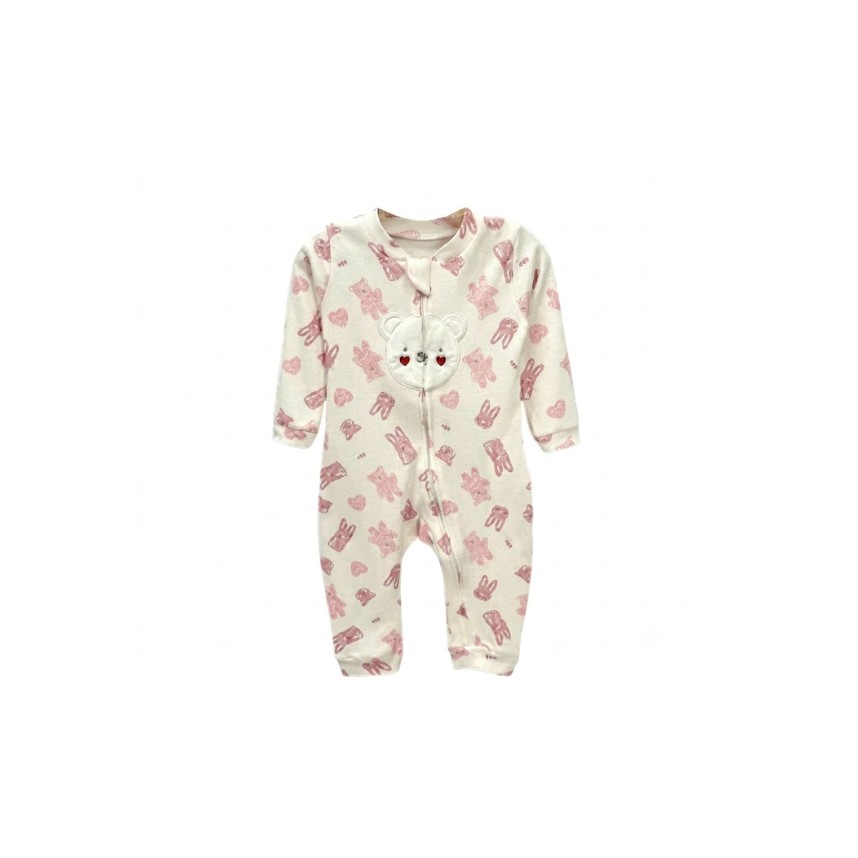 Macacão Longo Zíper Suedine Ursa Off White Tam G