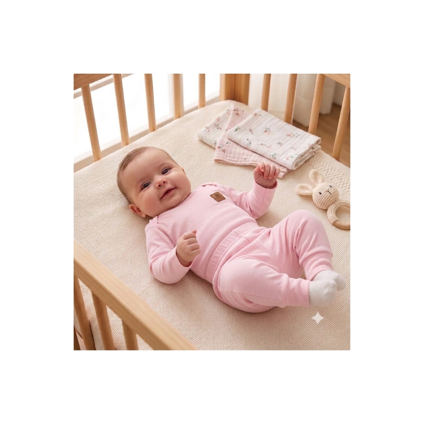 Conjunto Liso Algodão Pima Rosa Tam P
