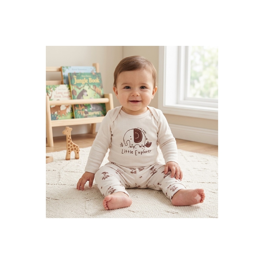 Conjunto Estampado Suedine Menino Safari Tam P