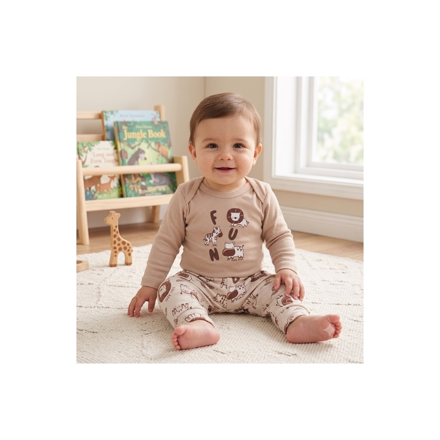Conjunto Estampado Suedine Menino Safari Tam P