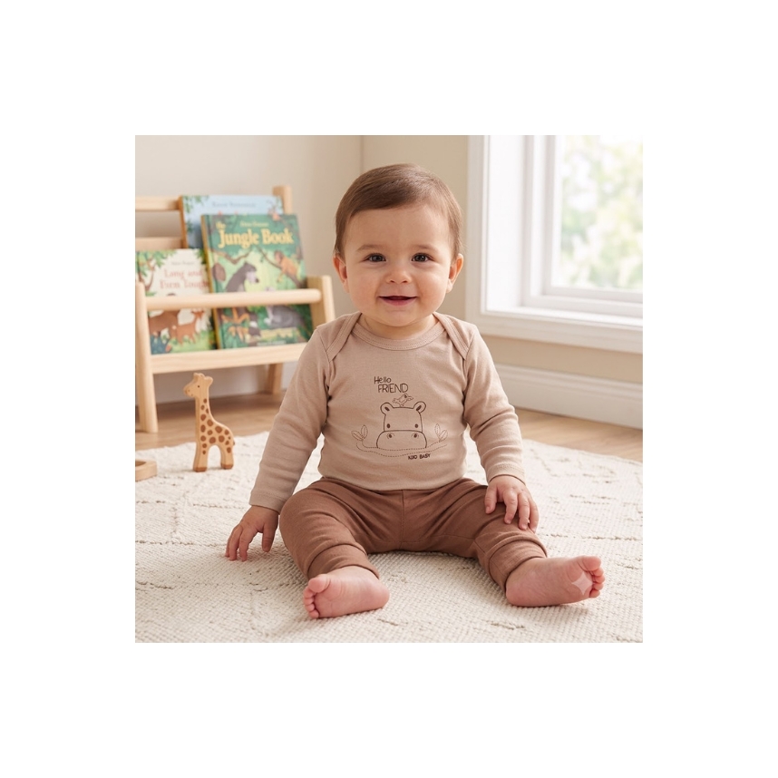 Conjunto com Bordado Suedine Menino Safari Tam P