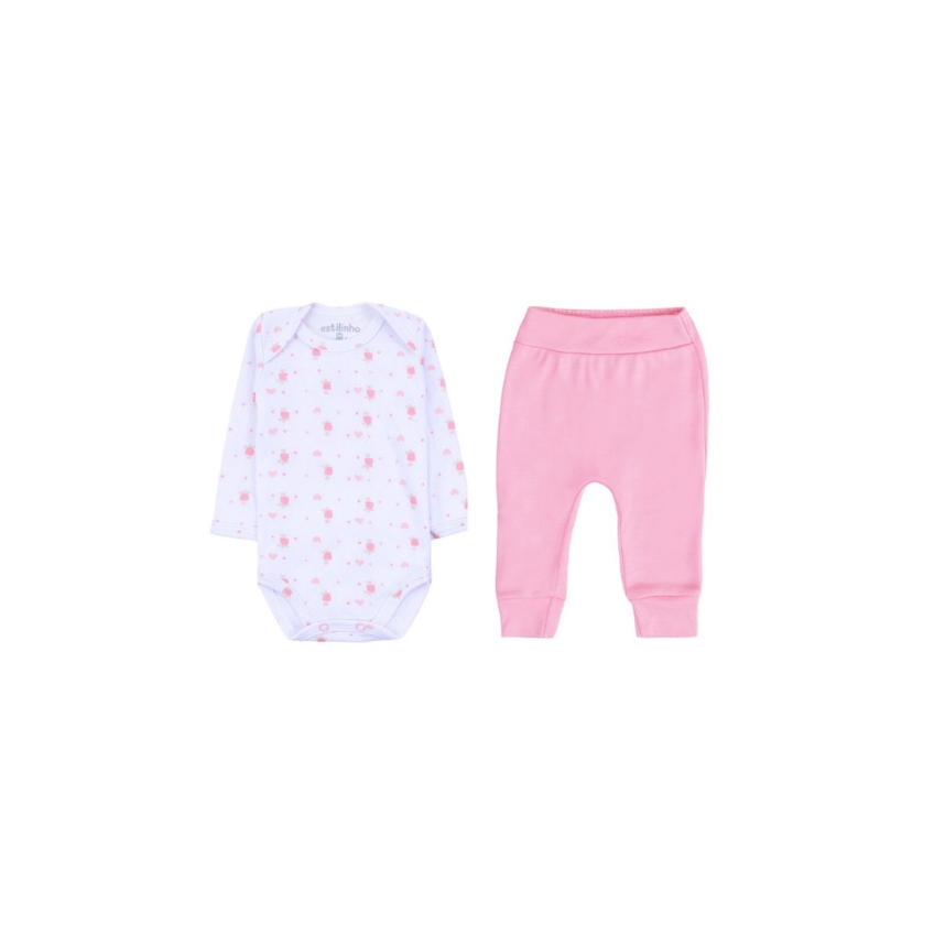 Conjunto com Bordado Suedine Menina Tam M
