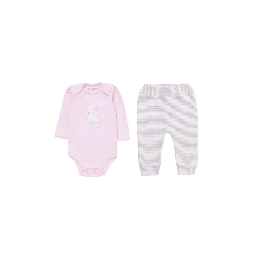 Conjunto com Bordado Suedine Menina Ovelha Tam M