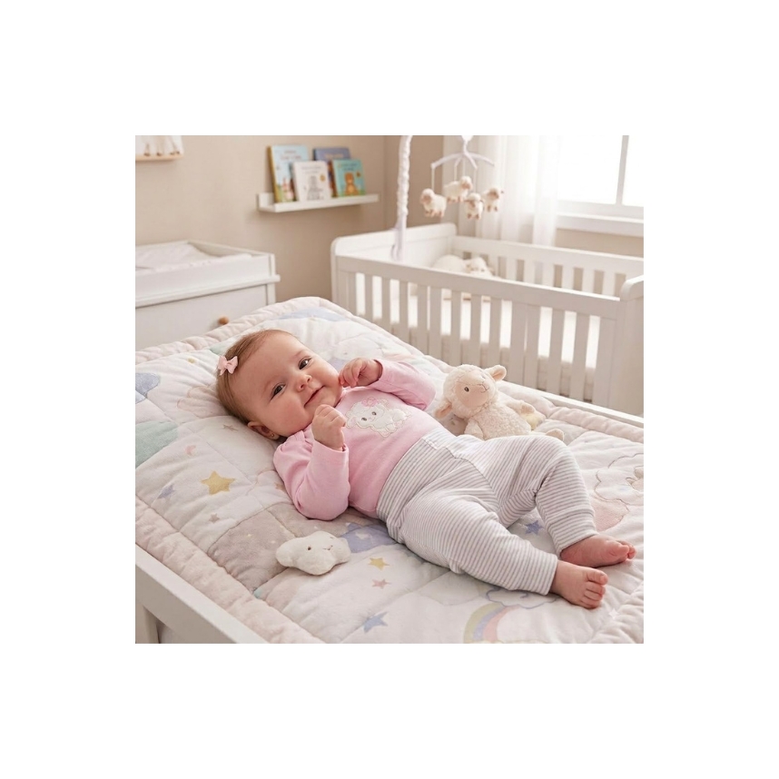 Conjunto com Bordado Suedine Menina Ovelha Tam M