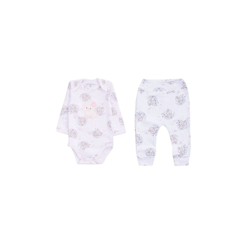 Conjunto com Bordado Suedine Menina Ovelha Tam M