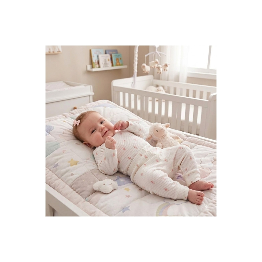 Conjunto Estampado Suedine Canelado Menina Floral Tam M