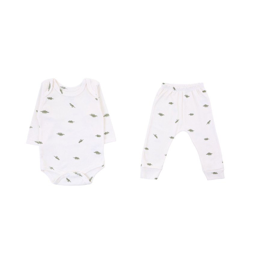 Conjunto Estampado Suedine Canelado Menino Dino Tam M