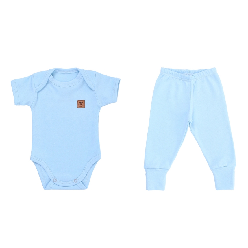 Conjunto Liso Algodão Pima Azul Claro Tam M