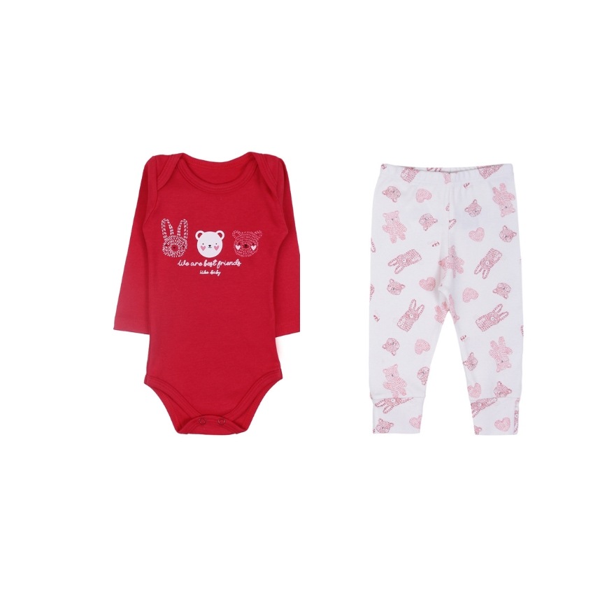Conjunto Estampado Suedine Menina Coelha Vermelha Tam G
