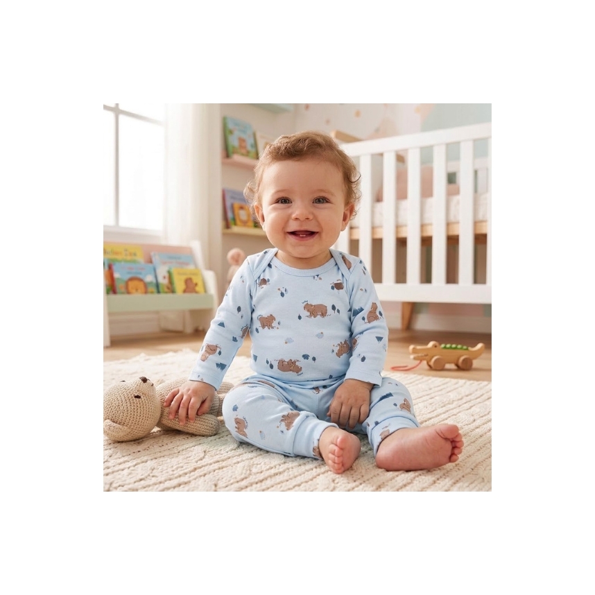 Conjunto Estampado Suedine Menino Azul Tam G