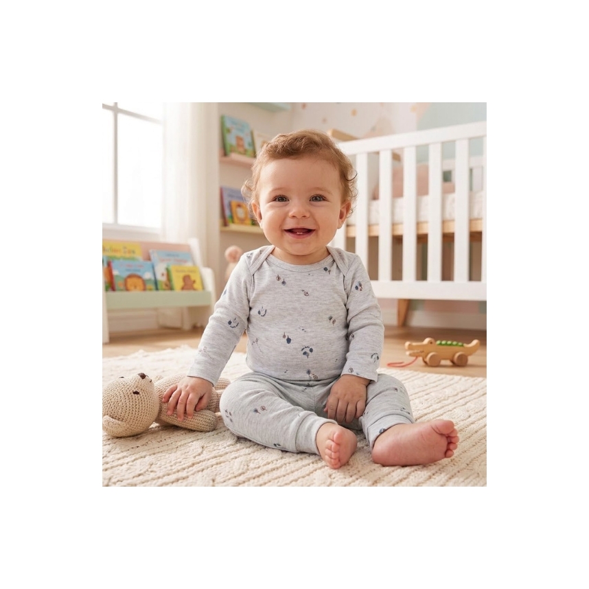 Conjunto Estampado Suedine Menino Cinza Tam G