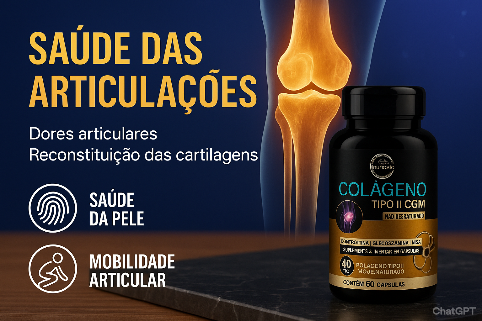 KIT 1 Ômega 3 A-Z - 20 Vitaminas e Minerais + EPA DHA + 1 Colágeno Tipo 2 + CGM