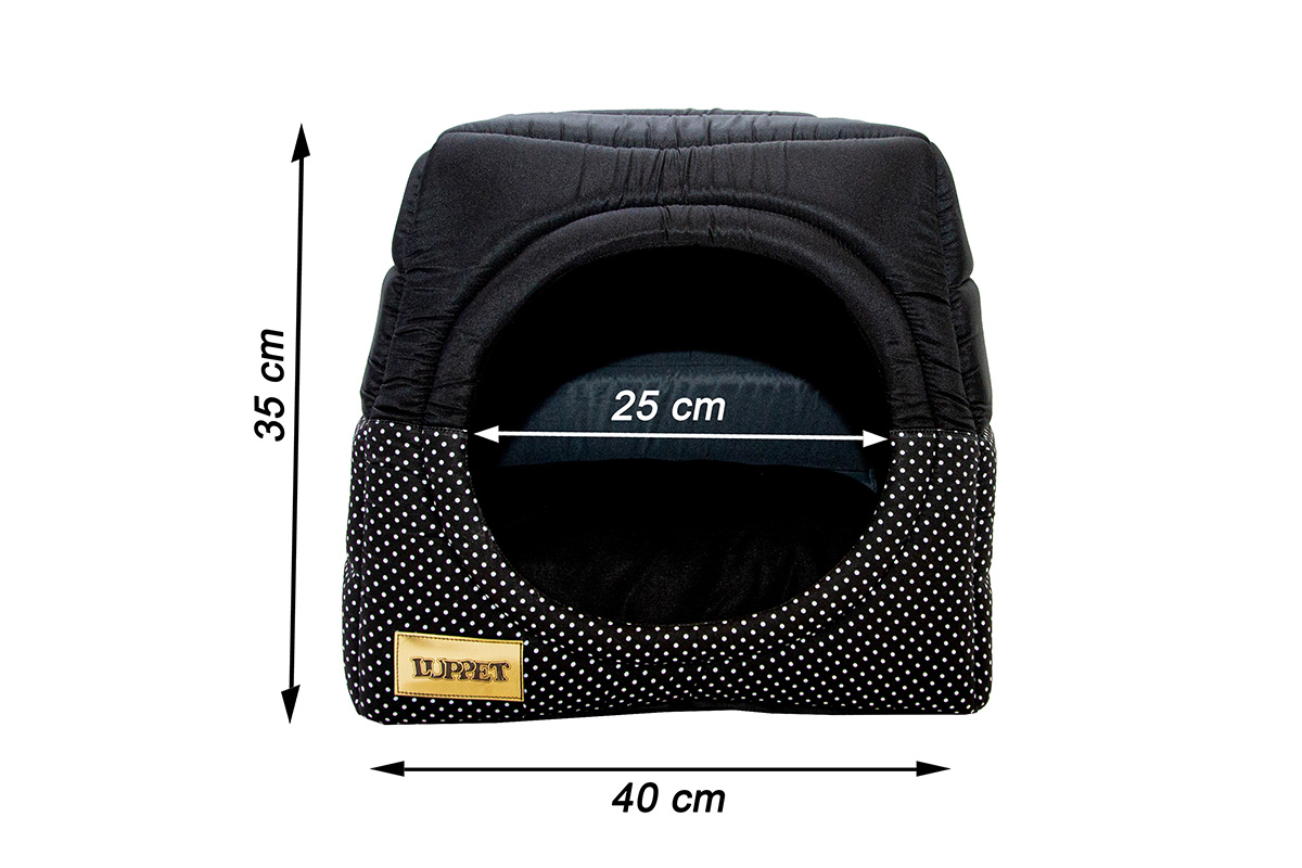 Cama Iglu e Toca Para Cachorro Luppet Luxo Preto Poa Tamanho:M
