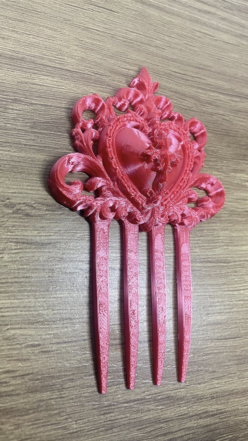 Prendedor de Cabelo Gótico Coração Vermelho
